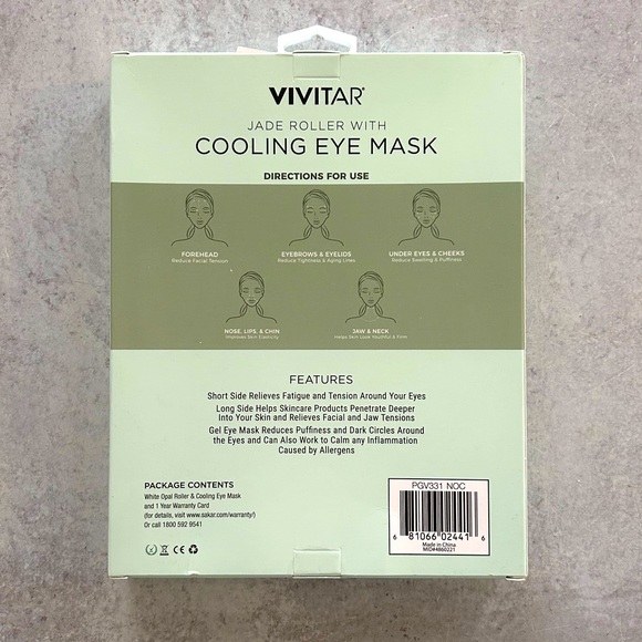 Vivitar Women's Jade Roller and Cucumber Cooling Eye Mask Gift Set NWT - Picture 3 of 3